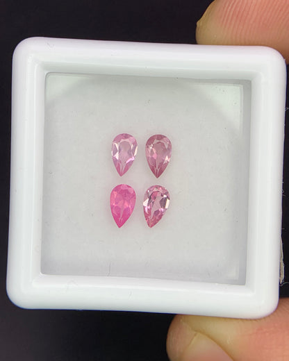 Natural Pink Spinel Lot 0.81 Carat 5x3 MM Pear Shape Faceted Gemstone 4 Piece Lot 