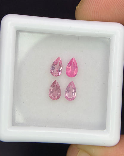Natural Pink Spinel Lot 0.81 Carat 5x3 MM Pear Shape Faceted Gemstone 4 Piece Lot 