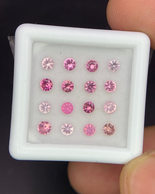 Natural Pink Spinel Lot 1.36 Carat 2.75x2.75 MM (Approx) Round Shape Diamond Cut Faceted Gemstone 16 Piece Lot 