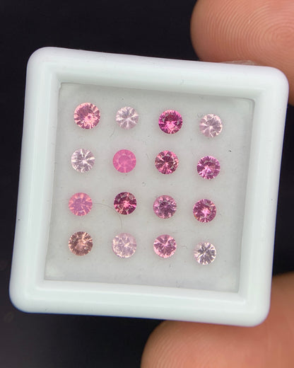 Natural Pink Spinel Lot 1.36 Carat 2.75x2.75 MM (Approx) Round Shape Diamond Cut Faceted Gemstone 16 Piece Lot 