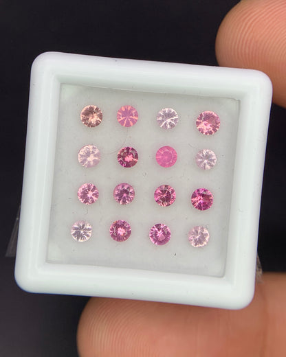 Natural Pink Spinel Lot 1.36 Carat 2.75x2.75 MM (Approx) Round Shape Diamond Cut Faceted Gemstone 16 Piece Lot 