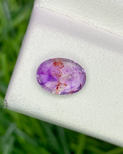 Natural Super Seven 0.88 Carat 7.4x5.4 MM Oval Shape Faceted Gemstone with 7 Crystals Healing Stone Seven Chakra Melody Stone