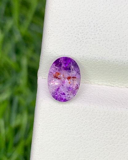 Natural Super Seven 0.88 Carat 7.4x5.4 MM Oval Shape Faceted Gemstone with 7 Crystals Healing Stone Seven Chakra Melody Stone