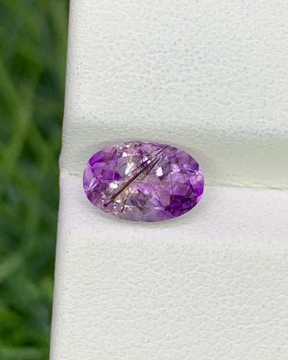 Natural Super Seven 1.05 Carat 8.5x5.7 MM Oval Shape Faceted Gemstone with 7 Crystals Healing Stone Seven Chakra Melody Stone