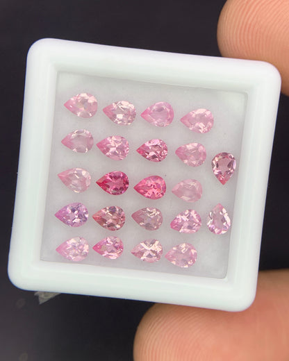 Natural Pink Spinel Lot 2.93 Carat 4x3 MM Pear Shape Faceted Gemstone 22 Piece Lot 