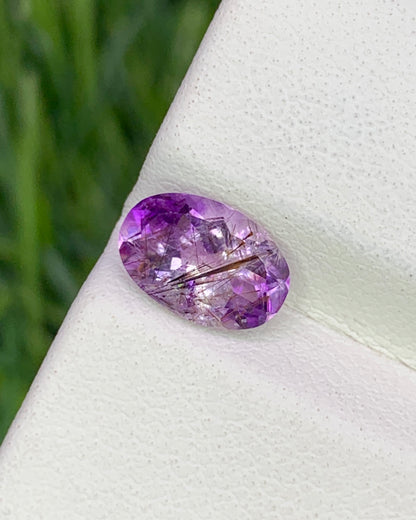 Natural Super Seven 1.05 Carat 8.5x5.7 MM Oval Shape Faceted Gemstone with 7 Crystals Healing Stone Seven Chakra Melody Stone