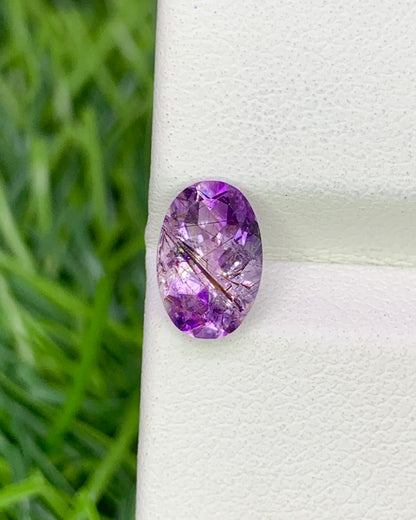 Natural Super Seven 1.05 Carat 8.5x5.7 MM Oval Shape Faceted Gemstone with 7 Crystals Healing Stone Seven Chakra Melody Stone