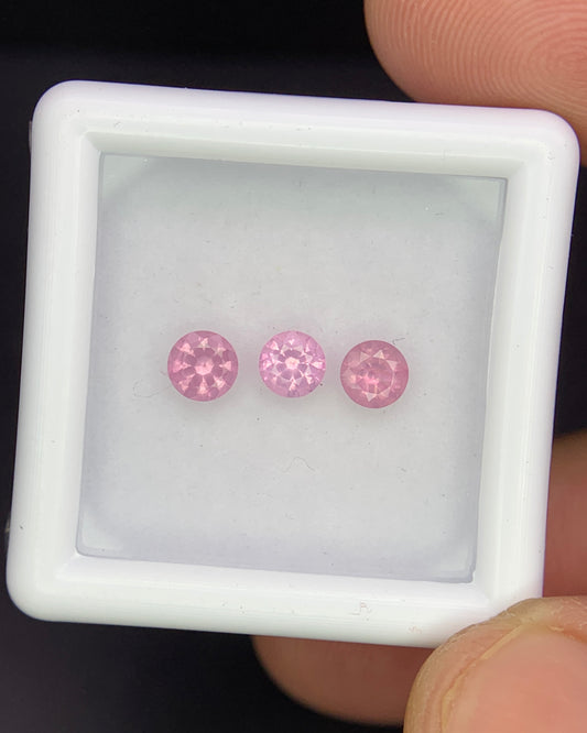 Natural Pink Spinel Lot 0.77 Carat 4x4 MM (Approx) Round Shape Faceted Gemstone 3 Piece Lot 