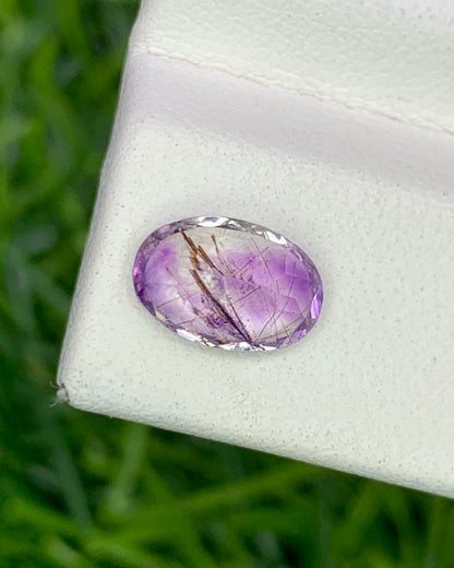 Natural Super Seven 1.05 Carat 8.5x5.7 MM Oval Shape Faceted Gemstone with 7 Crystals Healing Stone Seven Chakra Melody Stone