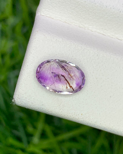 Natural Super Seven 1.05 Carat 8.5x5.7 MM Oval Shape Faceted Gemstone with 7 Crystals Healing Stone Seven Chakra Melody Stone