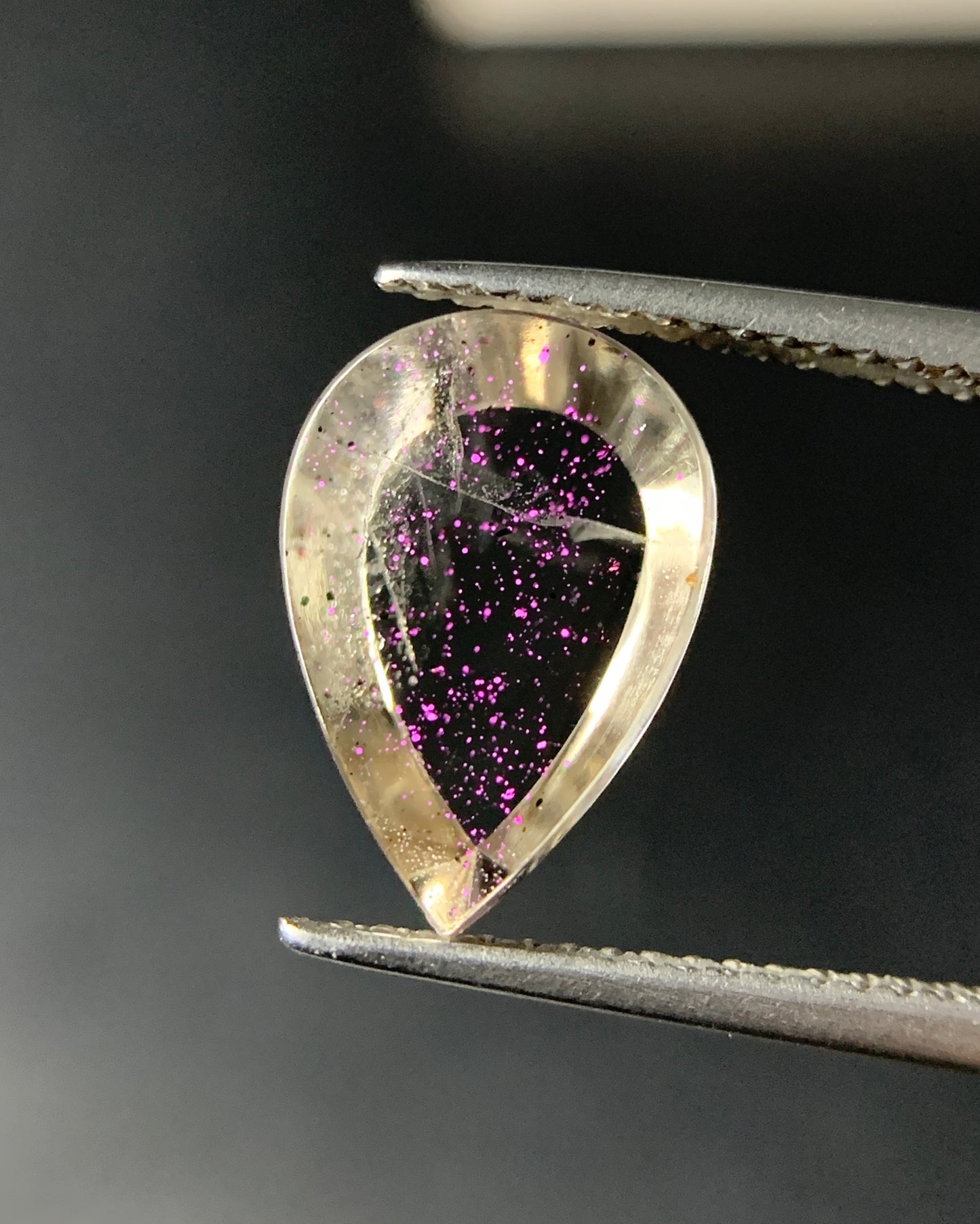 Natural Rare Pink Fire Quartz 3.91 Carat 12.7x8.8x4.8 MM Pear Shape Covellite Quartz Gemstone from Brazil 
