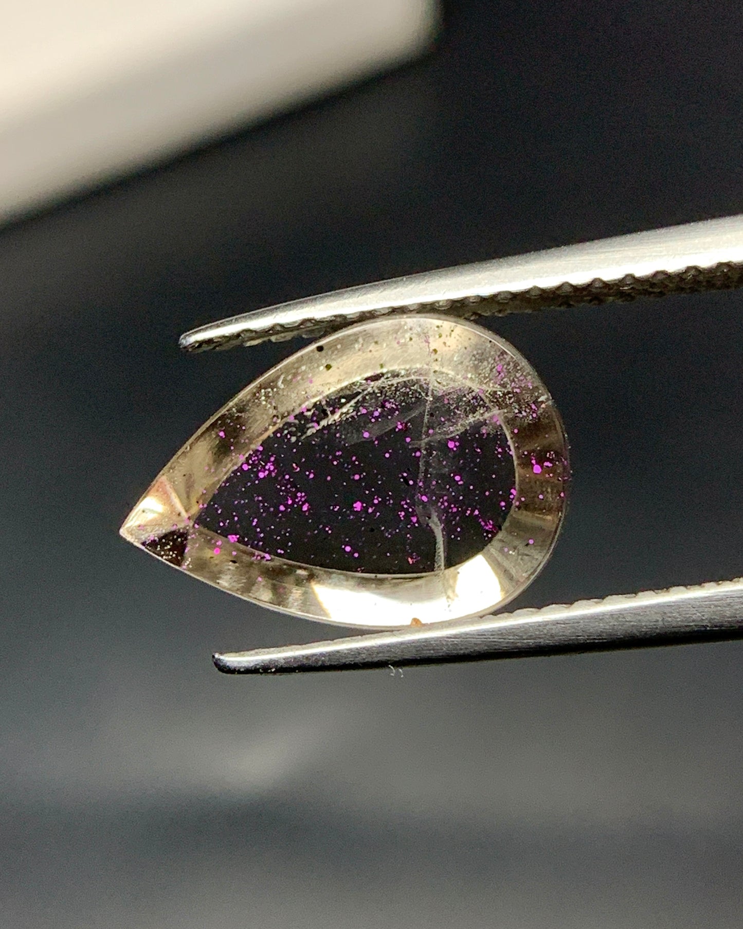 Natural Rare Pink Fire Quartz 3.91 Carat 12.7x8.8x4.8 MM Pear Shape Covellite Quartz Gemstone from Brazil 