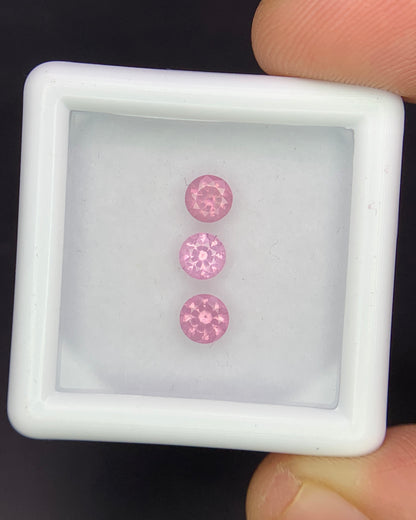 Natural Pink Spinel Lot 0.77 Carat 4x4 MM (Approx) Round Shape Faceted Gemstone 3 Piece Lot 