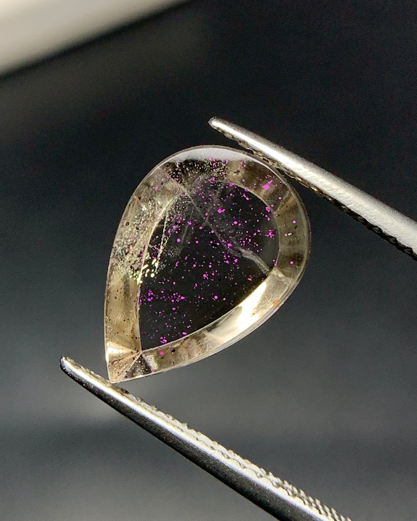 Natural Rare Pink Fire Quartz 3.91 Carat 12.7x8.8x4.8 MM Pear Shape Covellite Quartz Gemstone from Brazil 