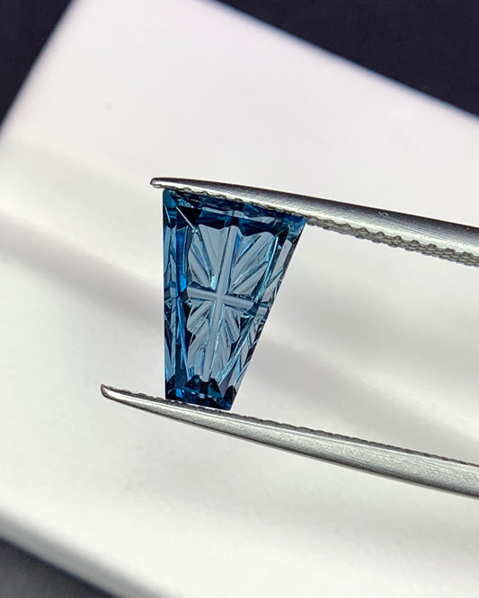 Natural London Blue Topaz 2.07 Carat 10.4x7.4 MM Fancy Shape Starbrite Cut Faceted Gemstone 