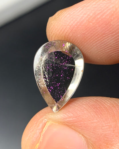 Natural Rare Pink Fire Quartz 3.91 Carat 12.7x8.8x4.8 MM Pear Shape Covellite Quartz Gemstone from Brazil 