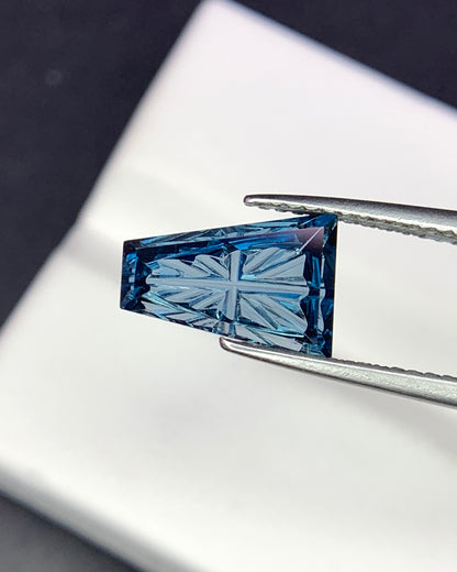 Natural London Blue Topaz 2.07 Carat 10.4x7.4 MM Fancy Shape Starbrite Cut Faceted Gemstone 