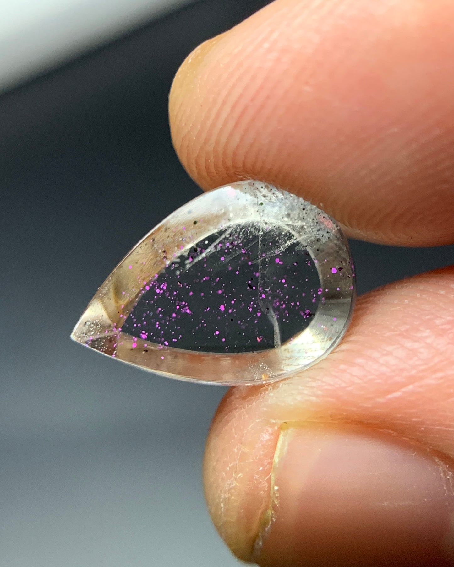 Natural Rare Pink Fire Quartz 3.91 Carat 12.7x8.8x4.8 MM Pear Shape Covellite Quartz Gemstone from Brazil 