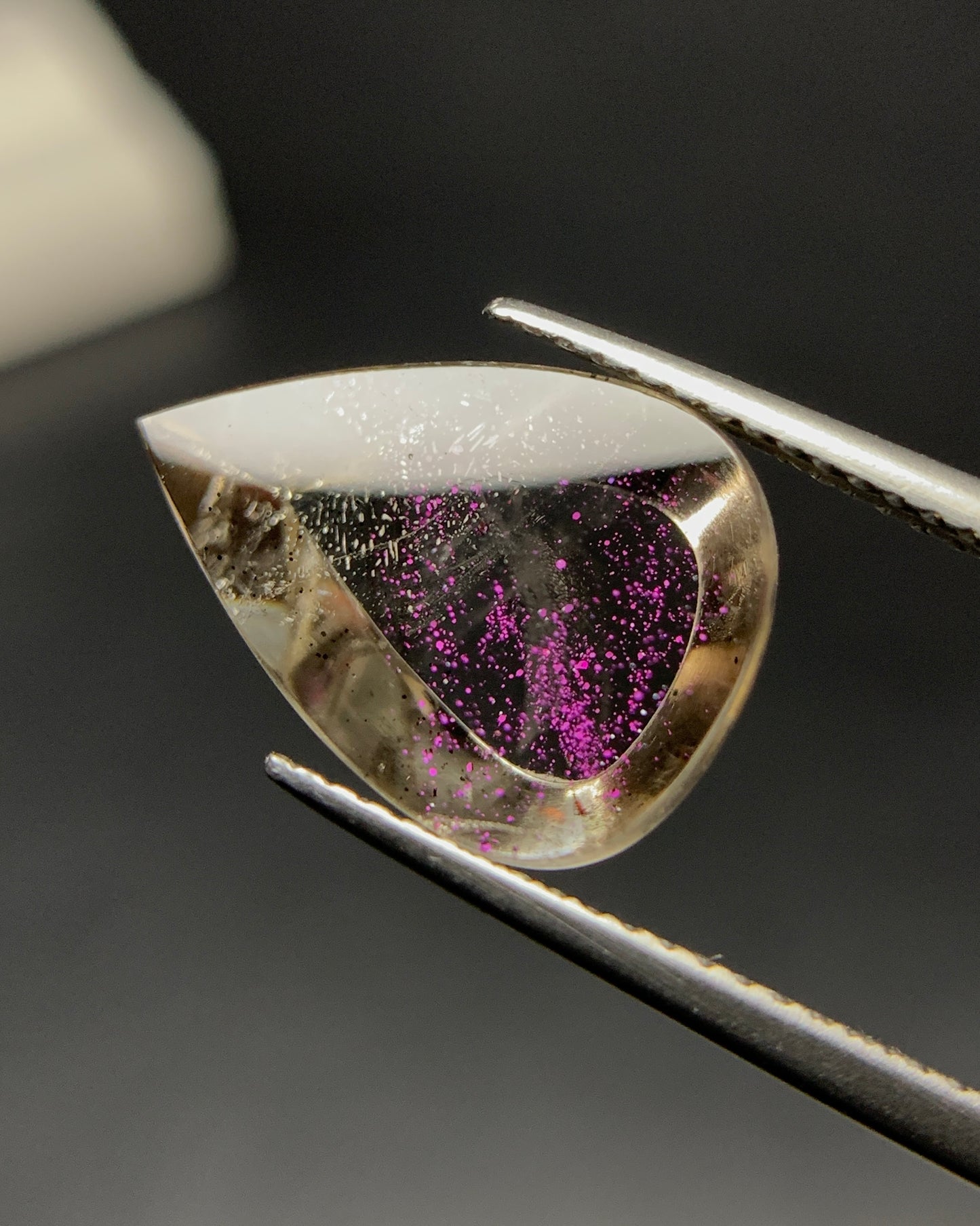 Natural Rare Pink Fire Quartz 6.15 Carat 15.5x11x5.3 MM Pear Shape Covellite Quartz Gemstone from Brazil 