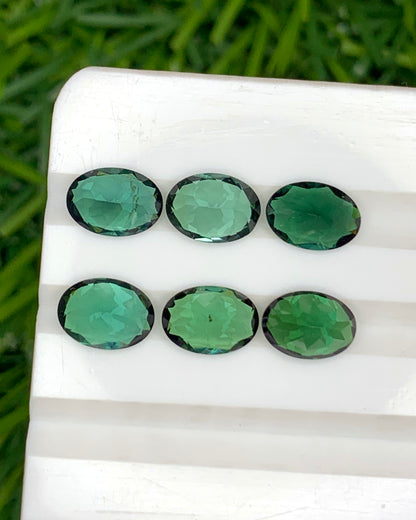 Natural Green Tourmaline Lot 4.66 Carat 7x5 MM Oval Shape Faceted Gemstone 6 Piece Lot