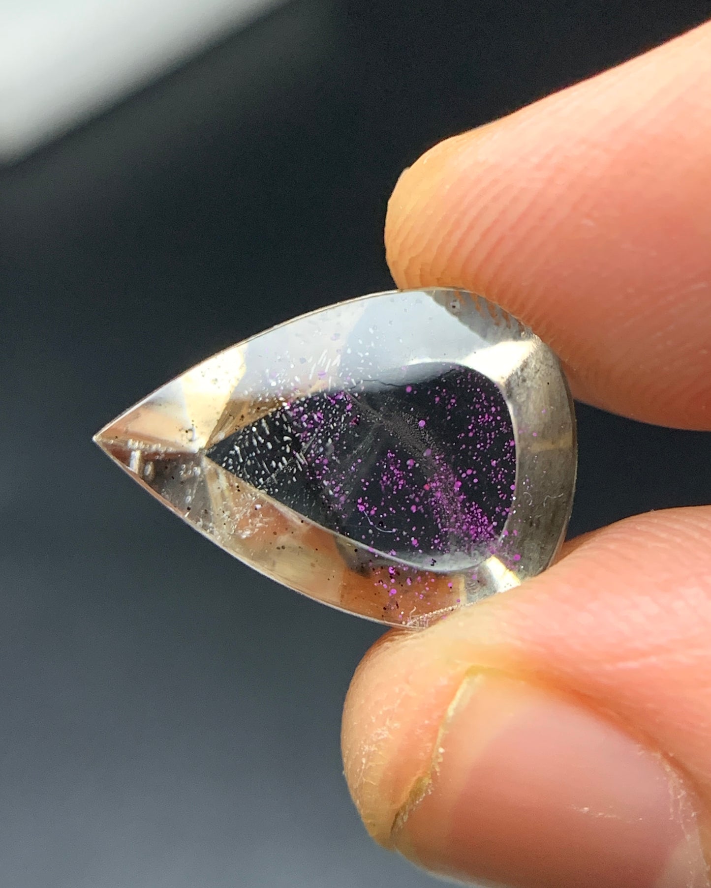 Natural Rare Pink Fire Quartz 6.15 Carat 15.5x11x5.3 MM Pear Shape Covellite Quartz Gemstone from Brazil 
