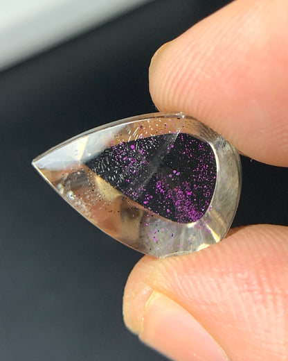 Natural Rare Pink Fire Quartz 6.15 Carat 15.5x11x5.3 MM Pear Shape Covellite Quartz Gemstone from Brazil 