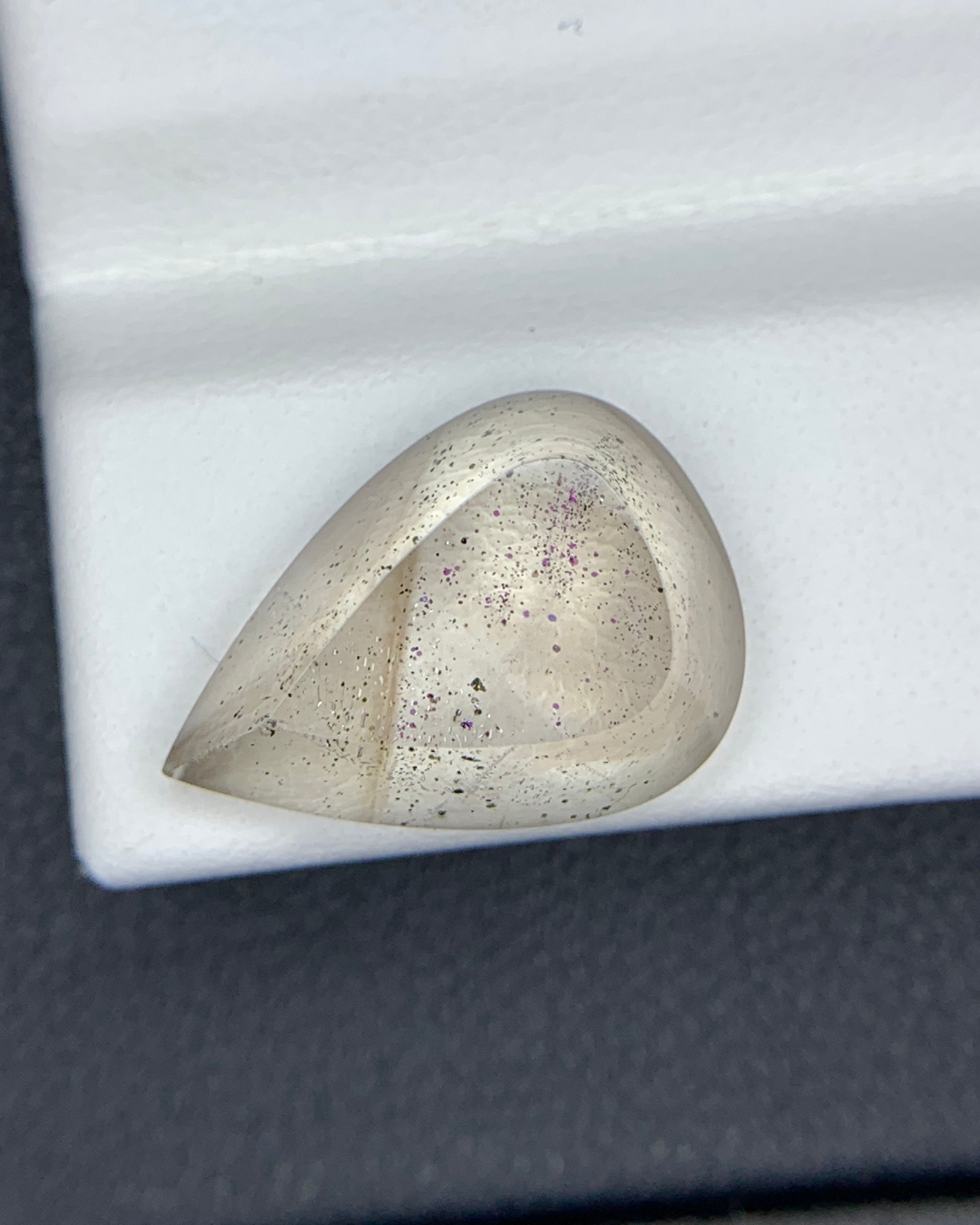 Natural Rare Pink Fire Quartz 6.15 Carat 15.5x11x5.3 MM Pear Shape Covellite Quartz Gemstone from Brazil 