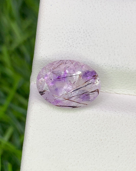 Natural Super Seven 2.86 Carat 10.8x8 MM Oval Shape Faceted Gemstone with 7 Crystals Healing Stone Seven Chakra Melody Stone