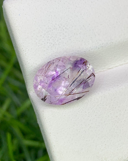 Natural Super Seven 2.86 Carat 10.8x8 MM Oval Shape Faceted Gemstone with 7 Crystals Healing Stone Seven Chakra Melody Stone