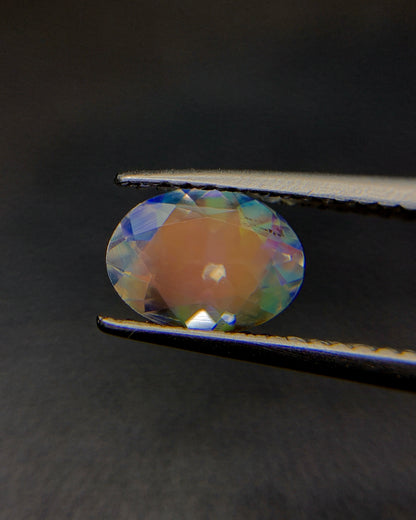 Natural Multi Fire Rainbow Moonstone 0.86 Carat 7.7x5.8 MM Oval Shape Faceted Gemstone from Madagascar