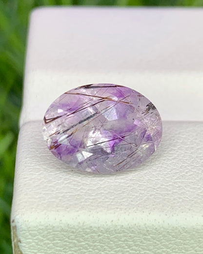 Natural Super Seven 2.86 Carat 10.8x8 MM Oval Shape Faceted Gemstone with 7 Crystals Healing Stone Seven Chakra Melody Stone