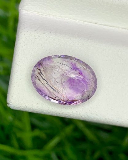 Natural Super Seven 2.86 Carat 10.8x8 MM Oval Shape Faceted Gemstone with 7 Crystals Healing Stone Seven Chakra Melody Stone