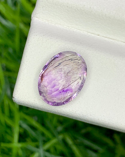 Natural Super Seven 2.86 Carat 10.8x8 MM Oval Shape Faceted Gemstone with 7 Crystals Healing Stone Seven Chakra Melody Stone