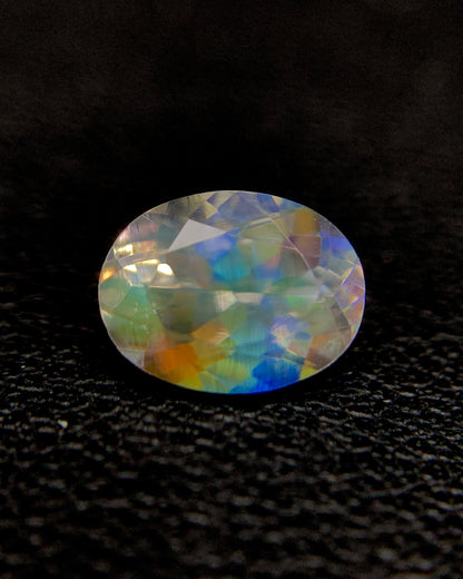 Natural Multi Fire Rainbow Moonstone 1.40 Carat 8.1x6.2 MM Oval Shape Faceted Gemstone from Madagascar