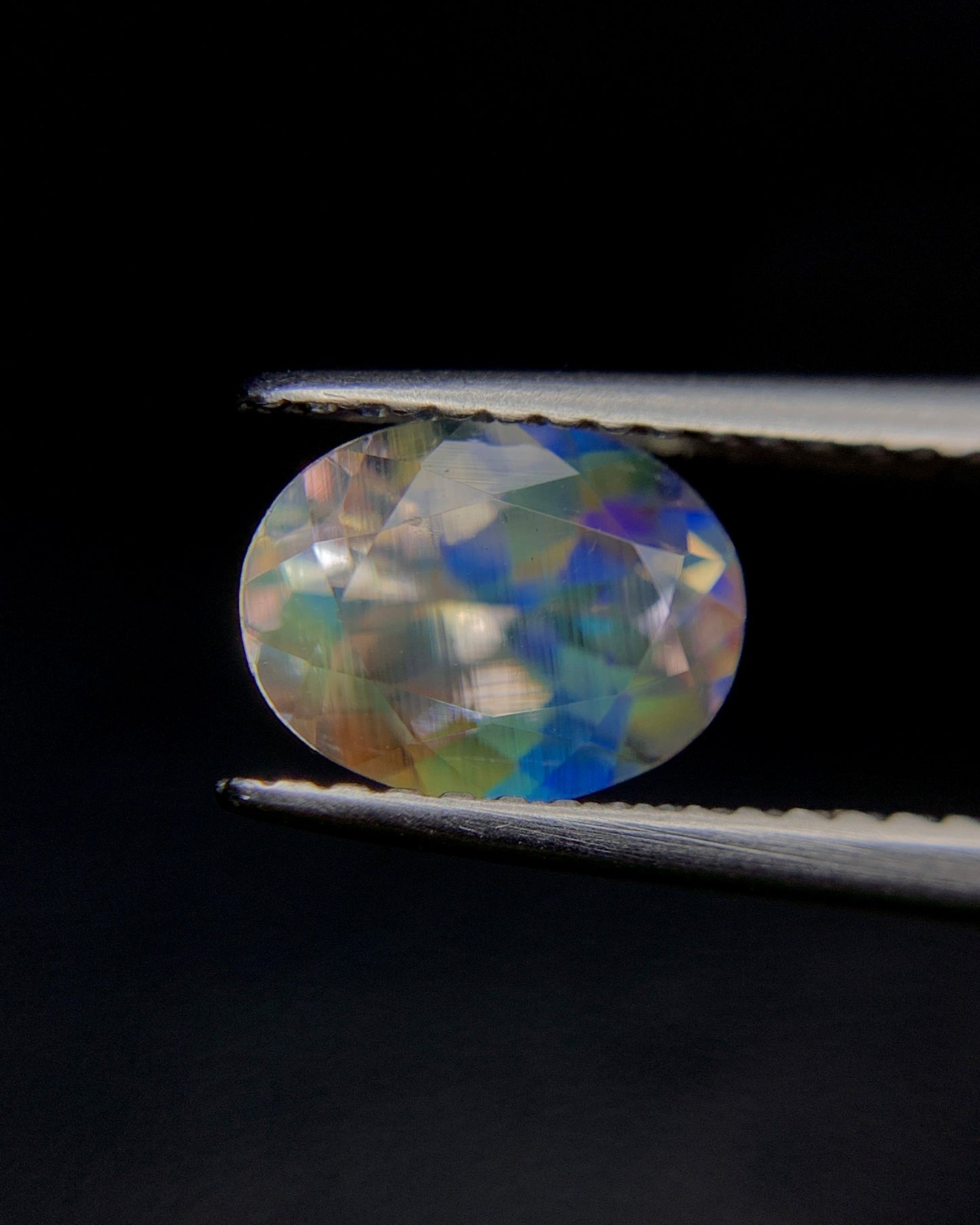 Natural Multi Fire Rainbow Moonstone 1.40 Carat 8.1x6.2 MM Oval Shape Faceted Gemstone from Madagascar