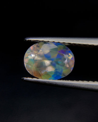 Natural Multi Fire Rainbow Moonstone 1.40 Carat 8.1x6.2 MM Oval Shape Faceted Gemstone from Madagascar