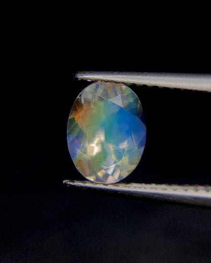 Natural Multi Fire Rainbow Moonstone 1.40 Carat 8.1x6.2 MM Oval Shape Faceted Gemstone from Madagascar
