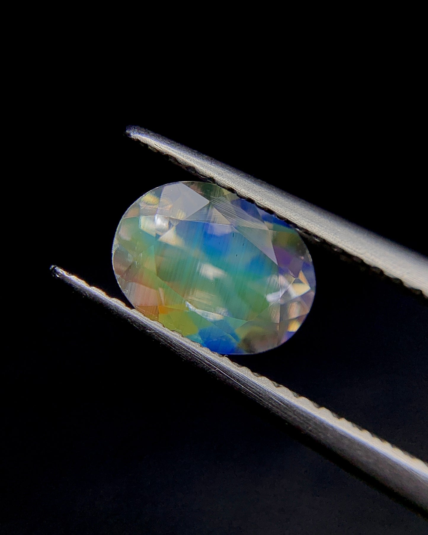 Natural Multi Fire Rainbow Moonstone 1.40 Carat 8.1x6.2 MM Oval Shape Faceted Gemstone from Madagascar