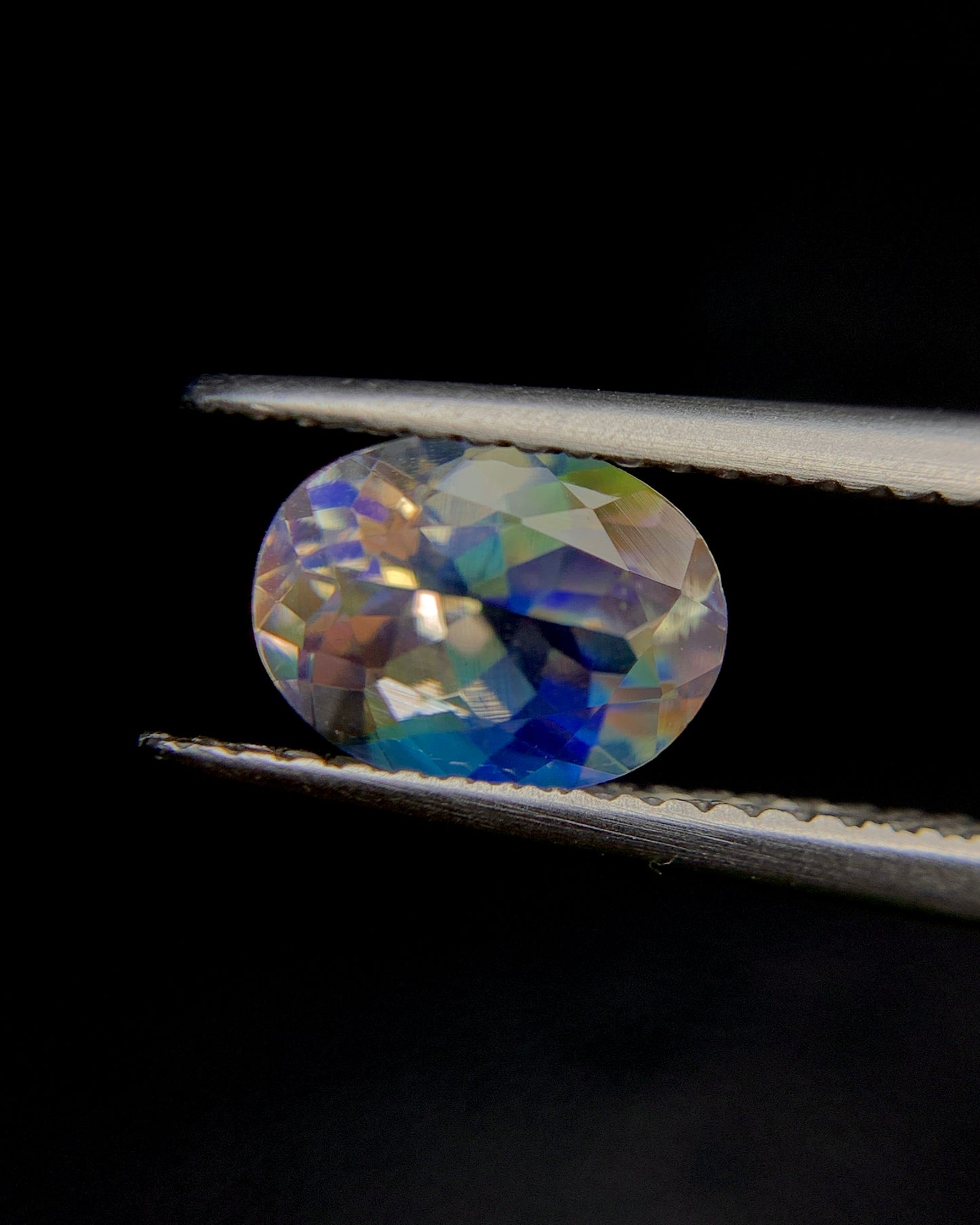 Natural Multi Fire Rainbow Moonstone 1.40 Carat 8.1x6.2 MM Oval Shape Faceted Gemstone from Madagascar