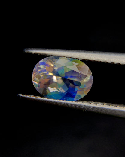 Natural Multi Fire Rainbow Moonstone 1.40 Carat 8.1x6.2 MM Oval Shape Faceted Gemstone from Madagascar