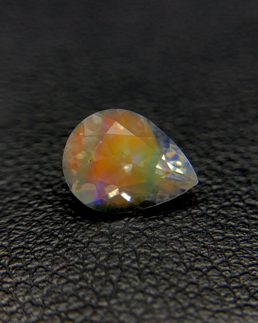 Natural Multi Fire Rainbow Moonstone 1.00 Carat 7.9x6 MM Pear Shape Faceted Gemstone from Madagascar