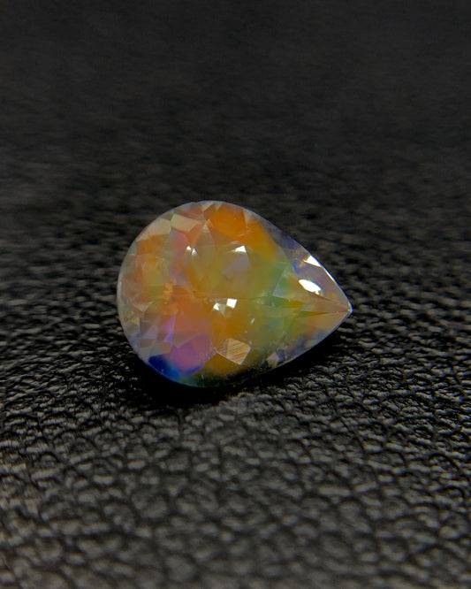 Natural Multi Fire Rainbow Moonstone 1.00 Carat 7.9x6 MM Pear Shape Faceted Gemstone from Madagascar