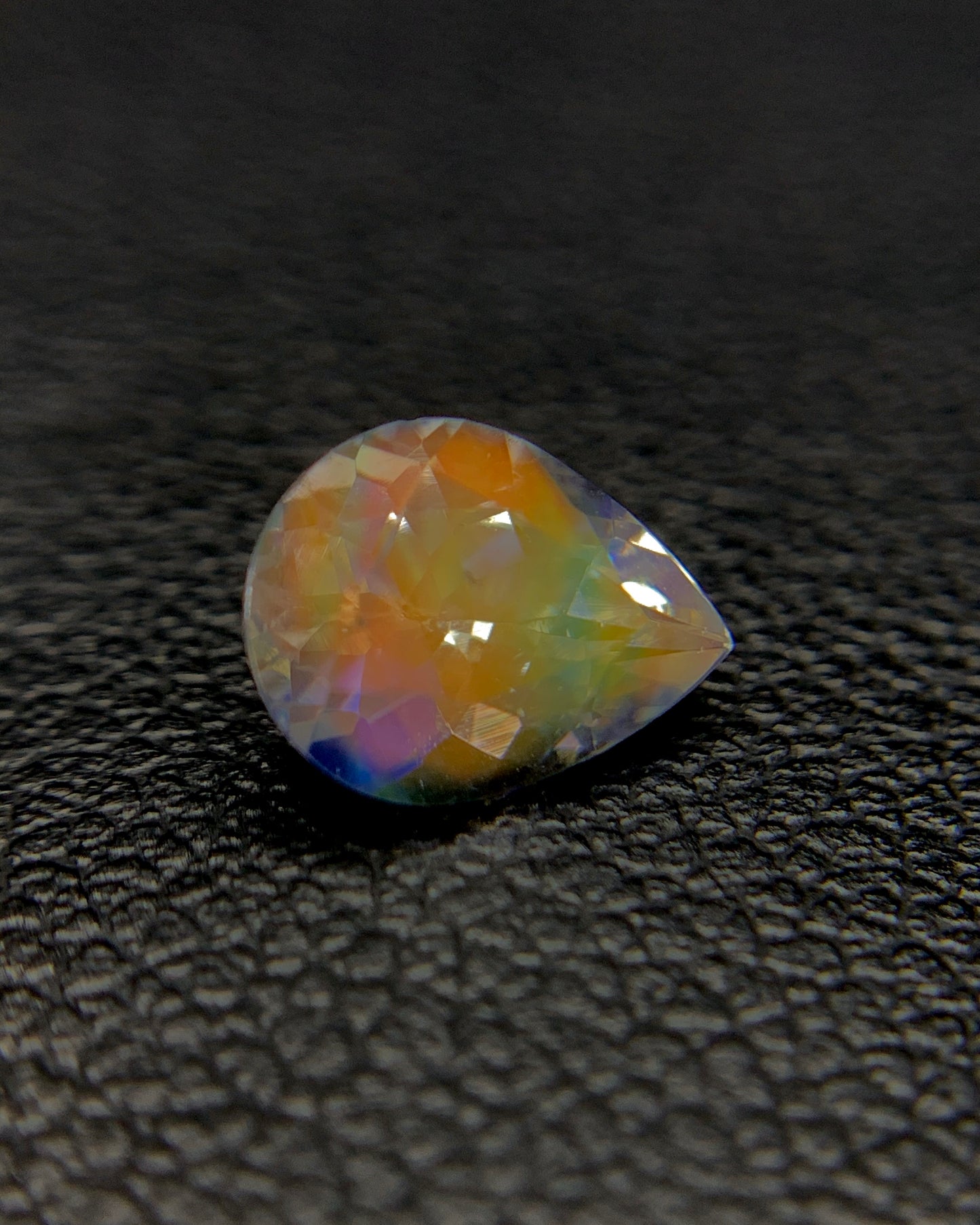 Natural Multi Fire Rainbow Moonstone 1.00 Carat 7.9x6 MM Pear Shape Faceted Gemstone from Madagascar