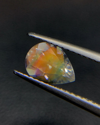 Natural Multi Fire Rainbow Moonstone 1.00 Carat 7.9x6 MM Pear Shape Faceted Gemstone from Madagascar