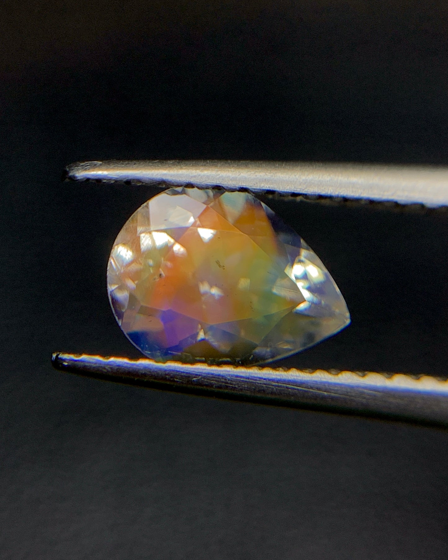 Natural Multi Fire Rainbow Moonstone 1.00 Carat 7.9x6 MM Pear Shape Faceted Gemstone from Madagascar