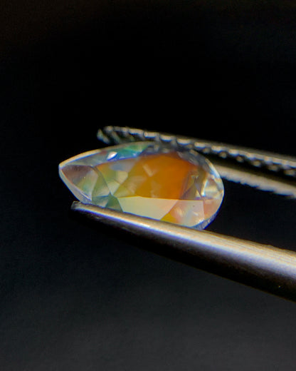 Natural Multi Fire Rainbow Moonstone 1.00 Carat 7.9x6 MM Pear Shape Faceted Gemstone from Madagascar