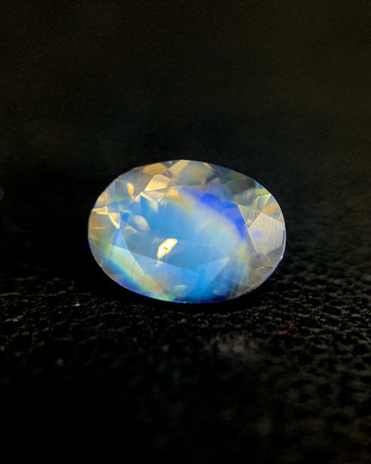 Natural Multi Fire Rainbow Moonstone 074 Carat 7x5 MM Oval Shape Faceted Gemstone from Madagascar
