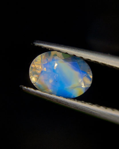 Natural Multi Fire Rainbow Moonstone 074 Carat 7x5 MM Oval Shape Faceted Gemstone from Madagascar