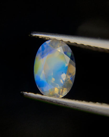 Natural Multi Fire Rainbow Moonstone 074 Carat 7x5 MM Oval Shape Faceted Gemstone from Madagascar