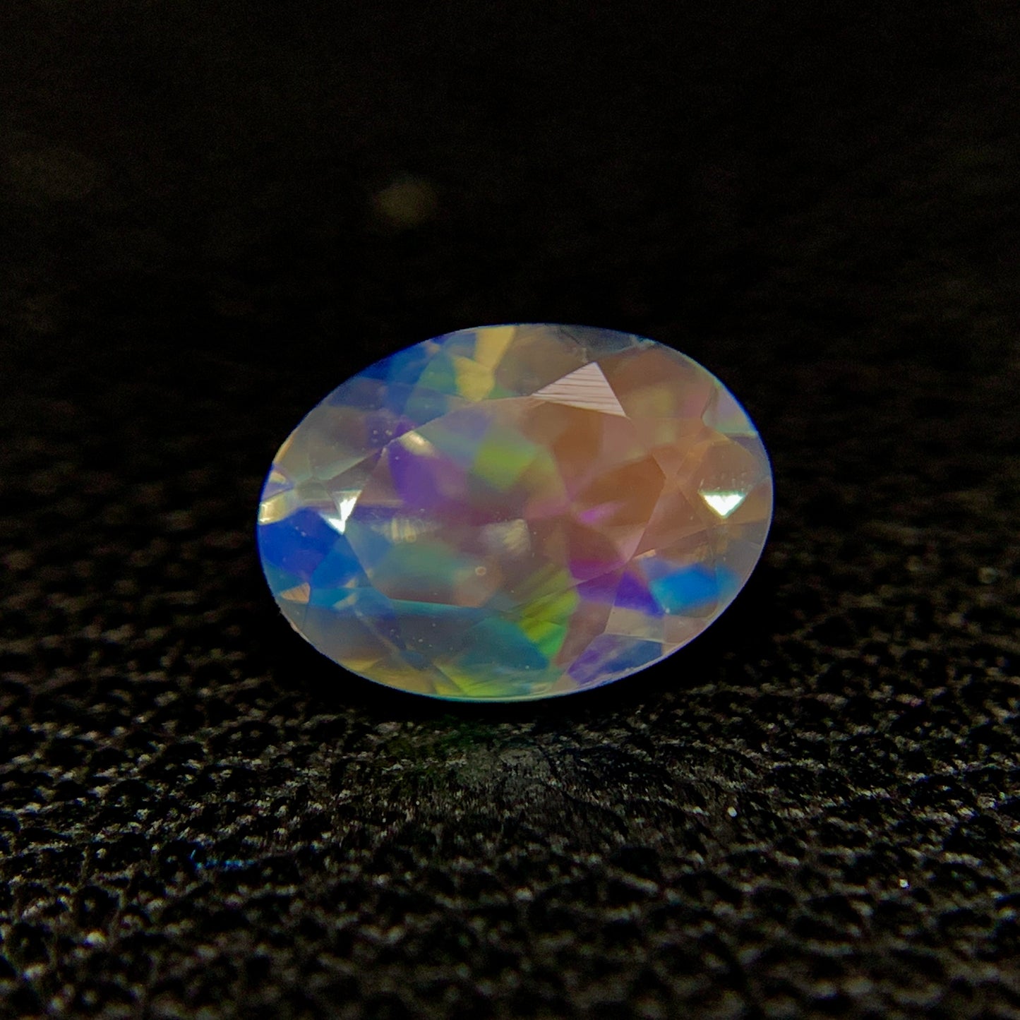 Natural Multi-Fire Rainbow Moonstone 0.71 Carat 7x5 MM Oval Shape Faceted Gemstone